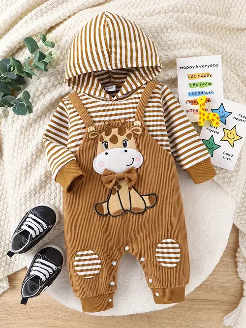 baby and toddler 2-in-1 cartoon giraffe hooded romper