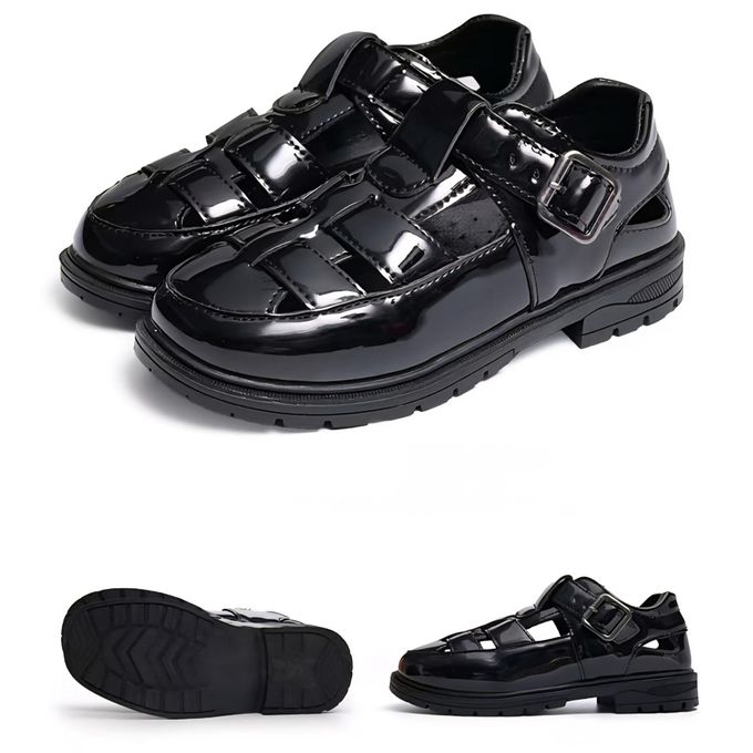 children's black leather shoe