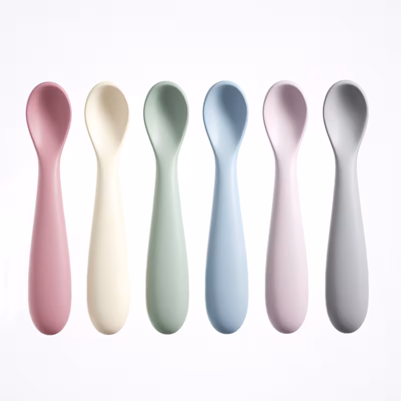 full-silicone baby training and feeding spoons